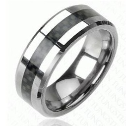 Tungsten Black Carbon Inlay Ring / R0504 V0761